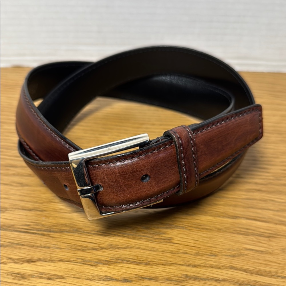 BARRETT Men's Genuine Brown Leather Belt Made‎ in Italy Solid Brass 100/40